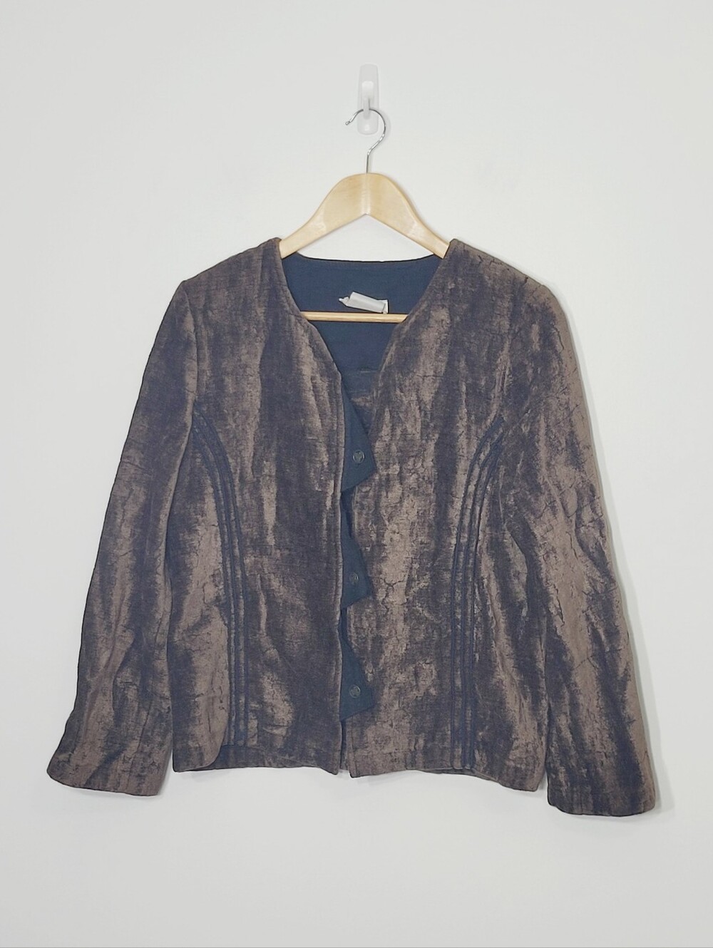 Vintage Brown Velvet Button Down Blazer Size Small
